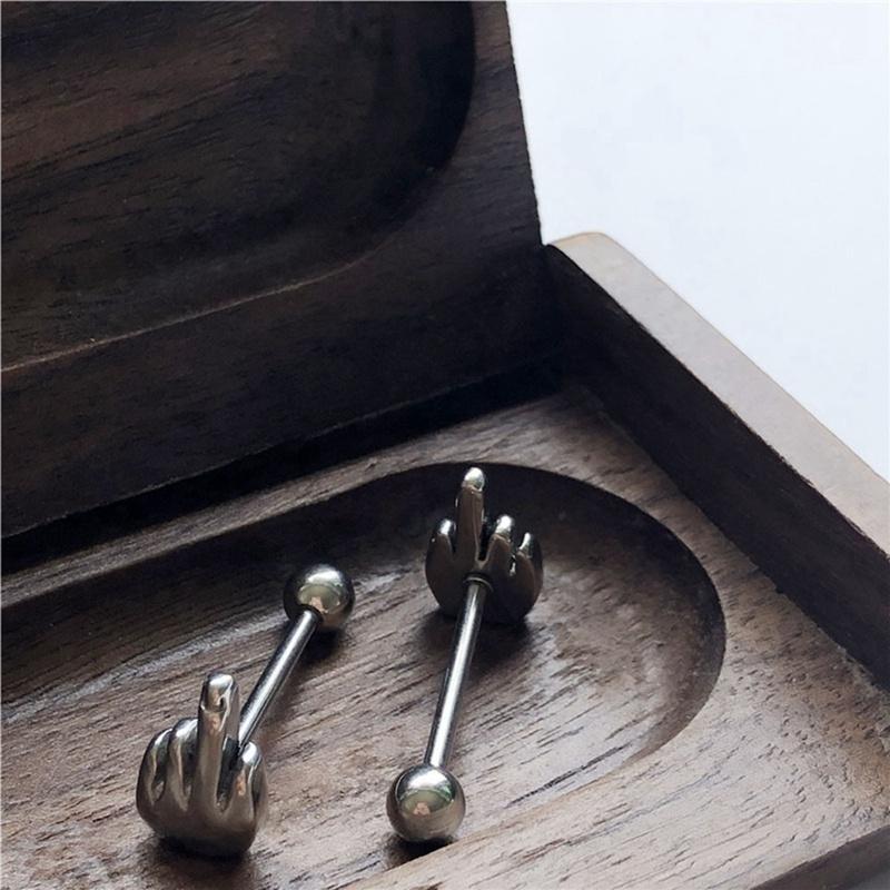 Панк хирургическая сталь 316L средний палец жест/череп язык штанга шпильки пирсинг кольца украшения для тела