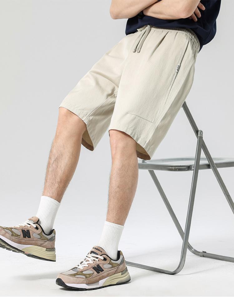 Lyocell Tencel Thin Edition: Retro textured work pants straight leg men's casual shorts