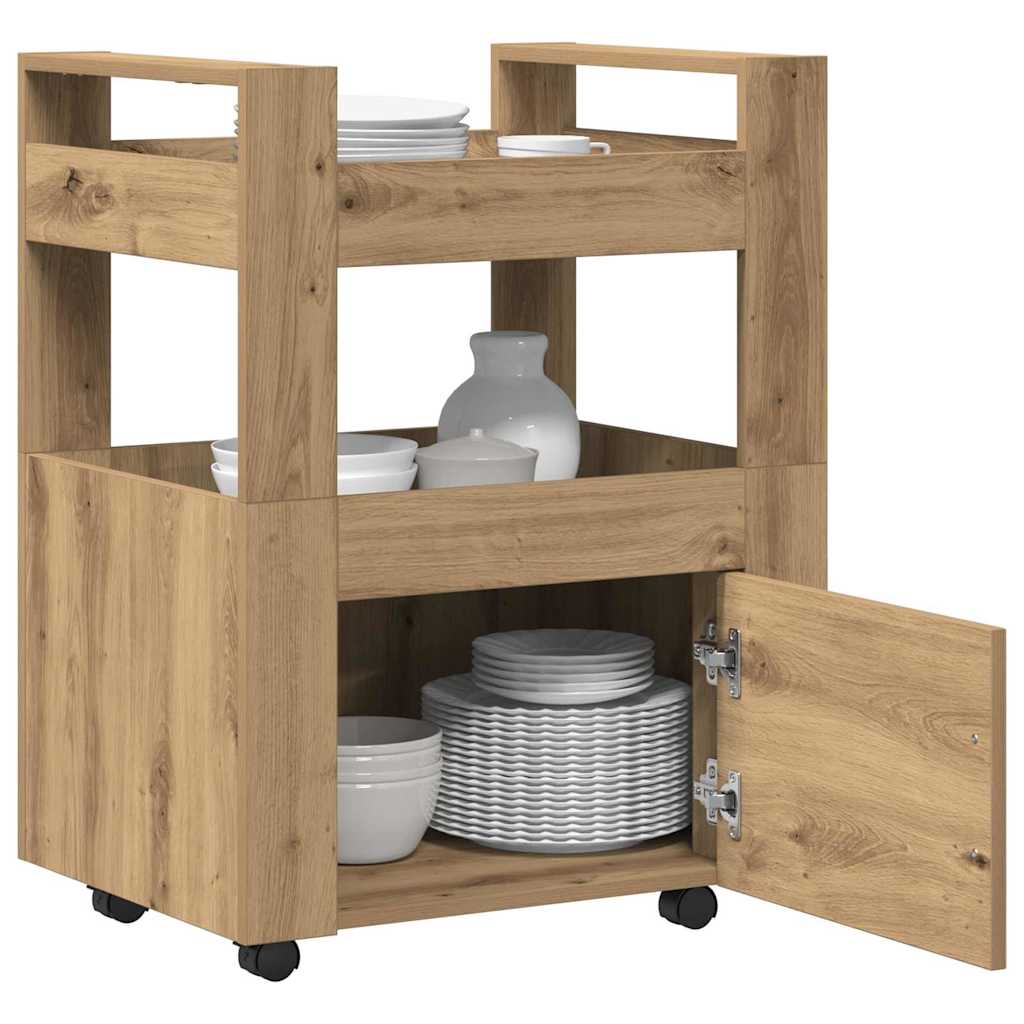 Kitchen Trolley Artisan Oak Finish 60 x 45 x 80 cm Engineered Wood