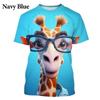 Funny Giraffe 3D Printed Men's T-shirt Cartoon Animal Hip Hop Casual Street Men's And Women's T-Shirt Tops