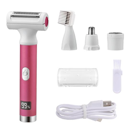 Женская электробритва с 4 головками, светодиодный дисплей, USB-зарядка, портативная