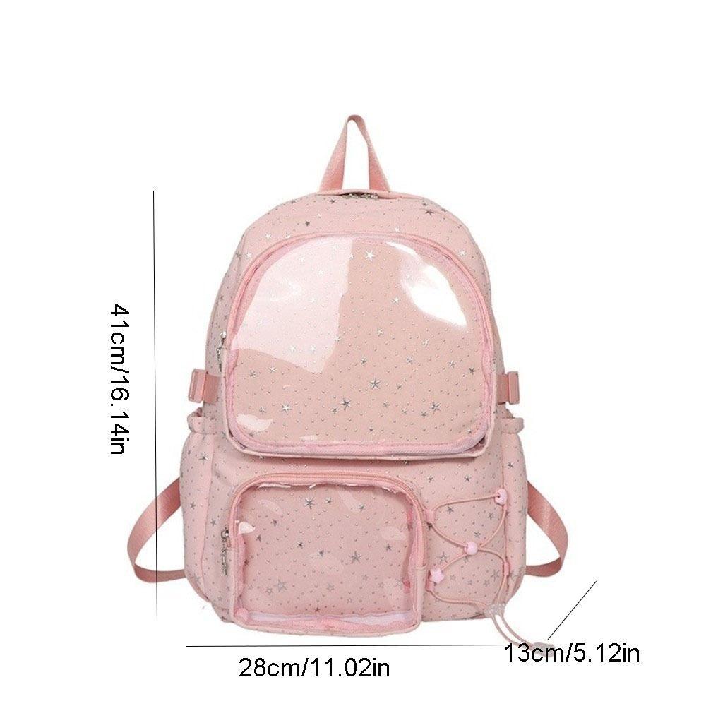 Oxford Cloth Star Backpack Print Transparent Itabag Casual Nylon Backpack  Women