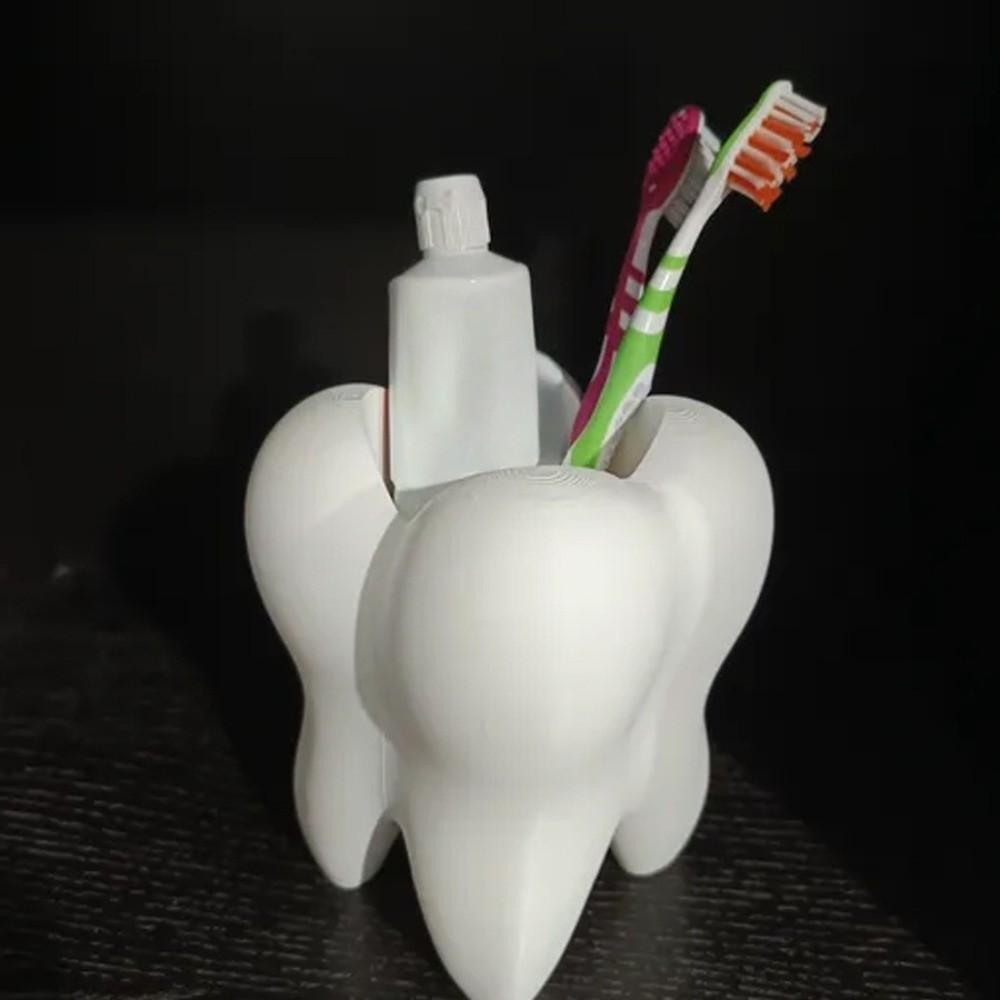Многофункциональный 3D-печатный держатель для зубных щеток Белый Креативный держатель для ручек в форме зуба Прочный Стабильный Стеллаж для зубных щеток Дом