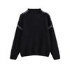 Kaslead New Arrival Women's Clothing Fashion Style Stylish Simple and Versatile Patchwork Long Sleeves Knitted Pullover Sweater