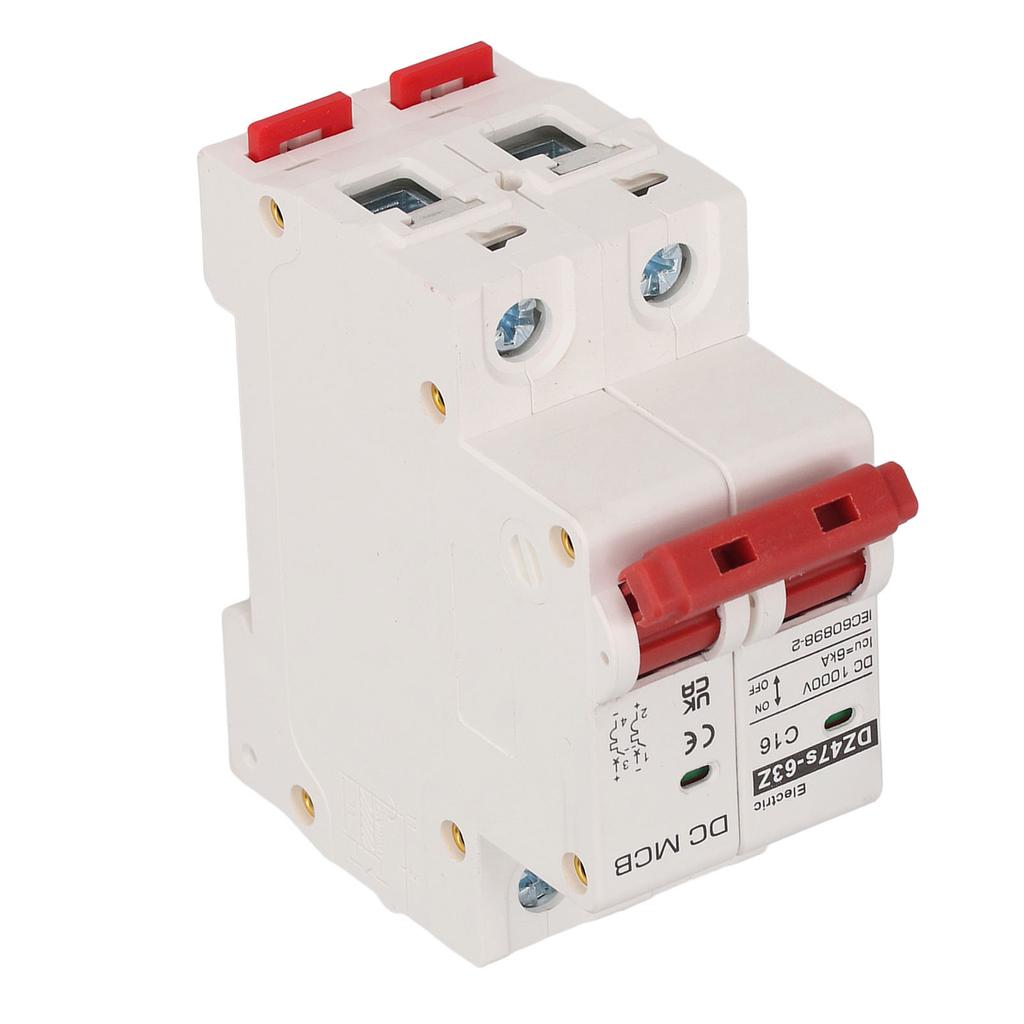 2P Мини-автоматический выключатель с защитой от перегрузки на DIN-рейку для солнечной фотоэлектрической системы DC 1000 В 16 А