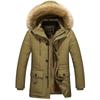 Winter Fashion Comfort Men's Collar Medium Length Plus Fleece Plus Large Size Hooded Cotton-Padded Jacket