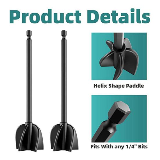 2Pcs Epoxy Mixing Stick Helix Shape Tear Resistant Stirring Mixes Epoxy Resin Latex Oil Paint Mixing Rod Drill Attachment
