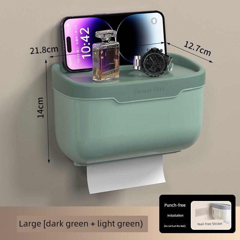 Punch-Free Toilet Tissue Box Toilet Waterproof Towel Rack Storage Rack Paper Extraction Box Wall Hanging Chart Drum