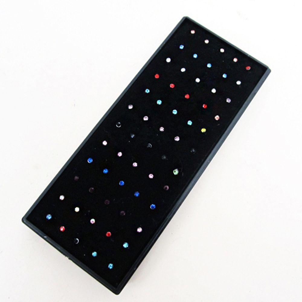60 Pcs Girl Fashion Stainless Steel Nose Studs Ring Nose Ring Body Piercing Jewelry Rhinestone