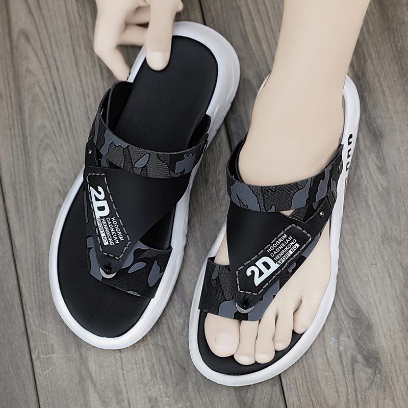 Модные мужские шлепанцы, повседневные летние сандалии, тапочки, кожаные туфли на платформе для отдыха на пляже, мужские туфли, нескользящие, для дома, роскошные спортивные туфли на плоской подошве