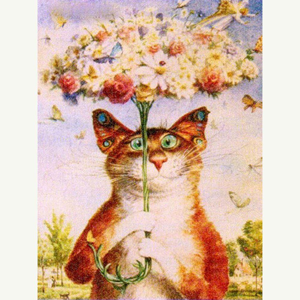 Cross Stitch Kit DIY Diamond Embroidery Umbrella Cat Full Round Diamond Painting Mosaic Home Decor