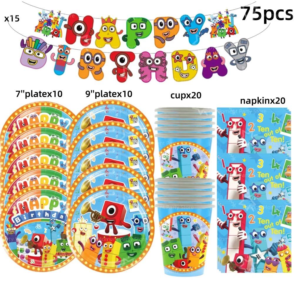 Building Block Birthday Party Decoration Number blocked Tablecloth Cup Plate Napkin Baby Shower Number Party Favors Supplies