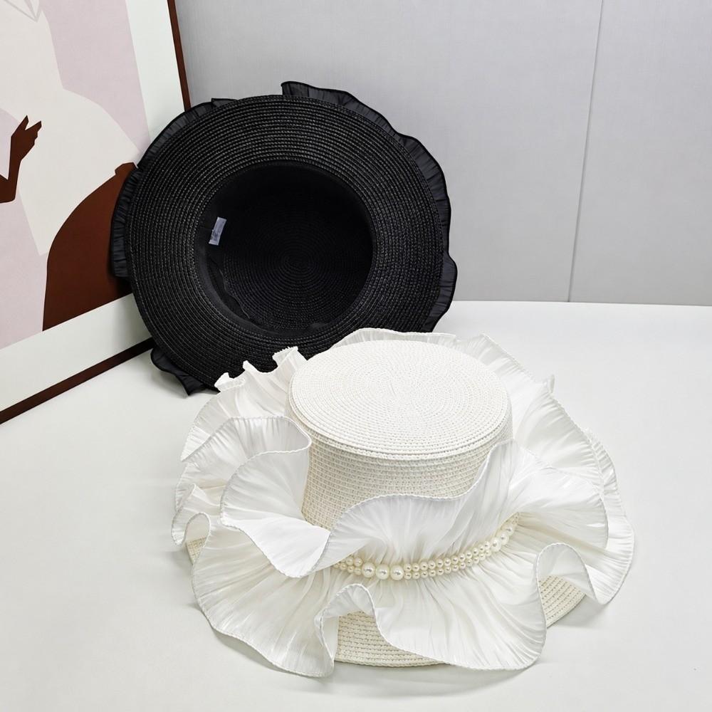 Pearl Decoration Panama Hat Elegant Paper Grass Hat Fashion Ladies Hat for Women
