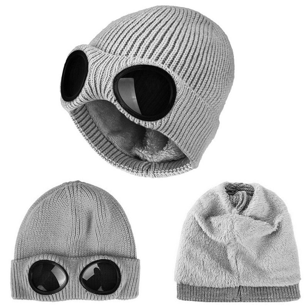 Pilot Glasses Cap With Glasses Skullies Caps Korean Beanies Ski Cap Knitted Hats Women Wool Caps