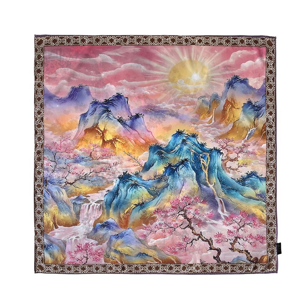 Garnish Hollow Printing Silk Scarf Mulberry Silk Scarf Double-sided Printing Square Scarf High-end Shawl for Women