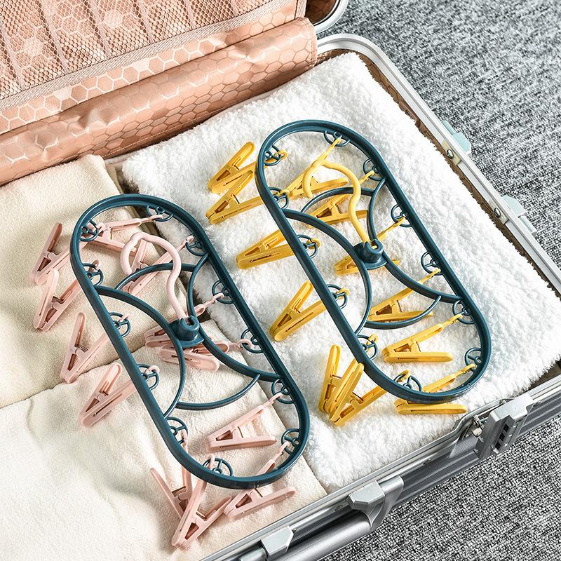 Многофункциональная вешалка с 12 зажимами, ветрозащитная прищепка для белья, общежития, дома, для студентов, прищепка для носков, вешалка для сушки внутри вешалки