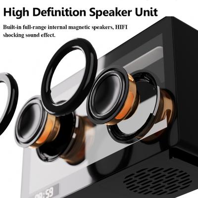Портативный будильник Bluetooth-колонка Винтажная Hi-Fi саундбар Беспроводной цветной атмосферный свет с микрофоном Поддержка воспроизведения с карты TF