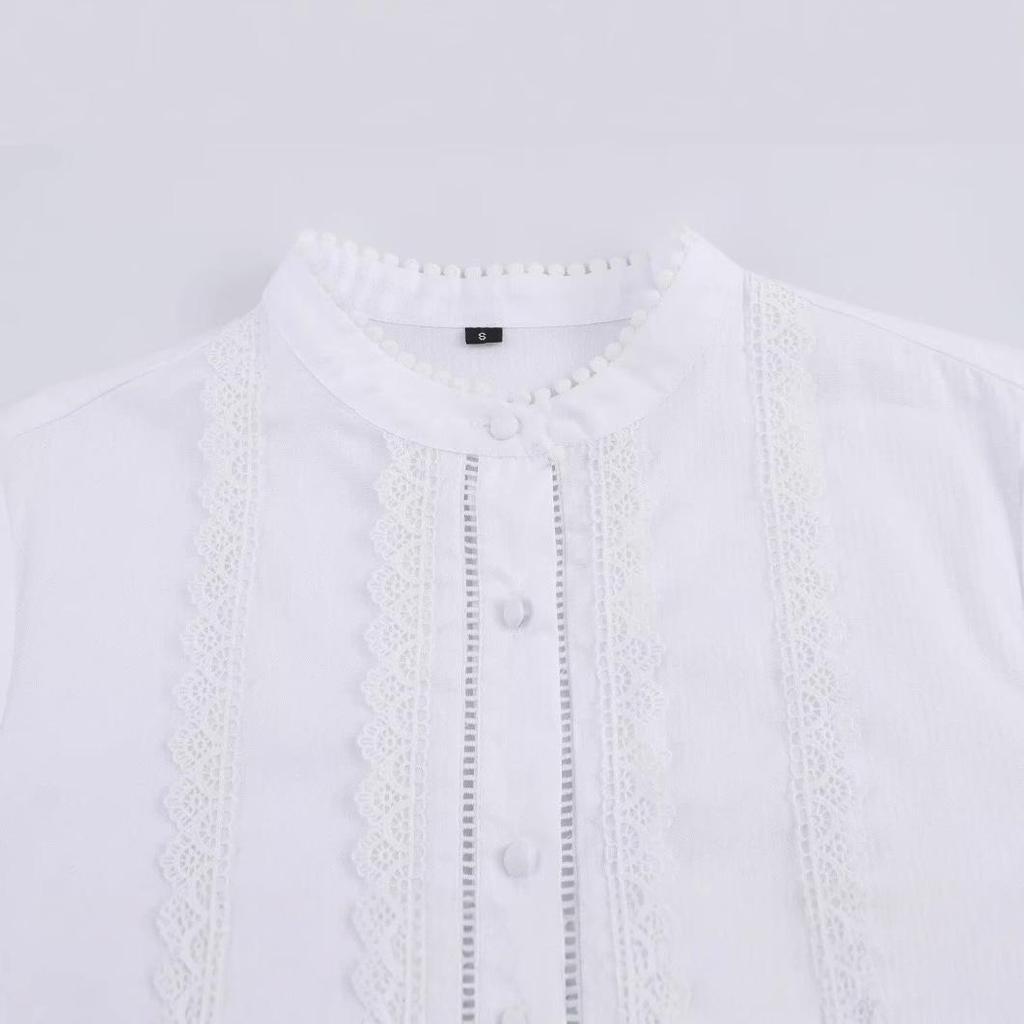 2025 Spring Women's European & American Fashion Vertical Lace Romantic Top