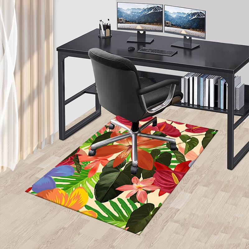 1pc Anime Cartoon Design Office Chair Mat - Amaryllis Floral Pattern, Non-Slip Carpet for Home and Office Decor, Suitable for All Seasons.A024
