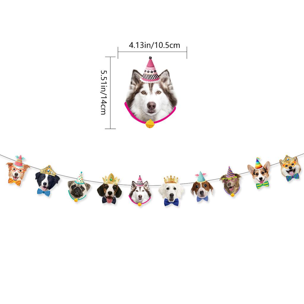 Pet Birthday Theme Party Decoration Dog Cartoon Flag Latte Paper Cup Plate