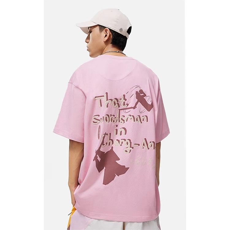 Li Ning Badfive Drop Shoulder Sleeve T Shirt Unisex Flower Branch Pink AHST887-2