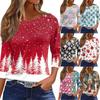 Women's T Shirt Christmas Print 3/4 Sleeve Daily Weekend Fashion Basic Round Neck Regular Top