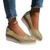 Повседневная женская обувь на платформе большого размера с пайетками, осенняя новинка, женские удобные туфли-клинья с мягкой подошвой