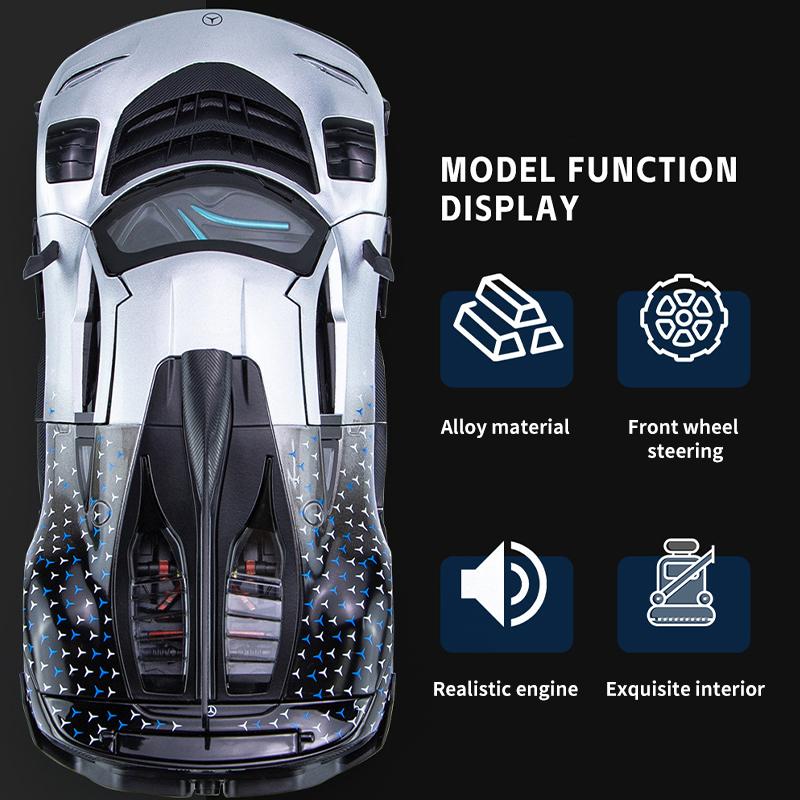 1/24 Scale Benz ONE Sports Diecast Car Model Toy, Pull Back Toy Vehicle with Sound and Light for Kids Toddler Boys Girls Gift Collection