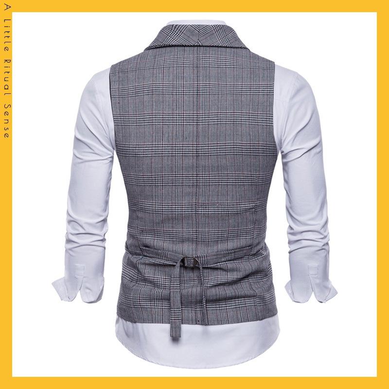 Мужской двубортный жилет в клетку в стиле ретро, большой размер - деловой повседневный жилет на весну и осень