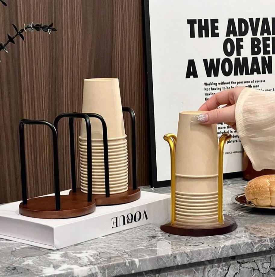 Одноразовый держатель для хранения стаканов, полка для воды, чайных чашек, деревянный диспенсер с длинной палкой, подставка для кружек, органайзер, принадлежности