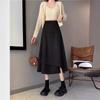 Women's Plus Size Black A-Line Midi Skirt - High Waist, Irregular Hem, Korean Style, Spring/Summer 2024 Collection