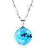 Fashion  Necklace  Gift Glass Ball Birds  Blue Sky White Clouds Pendant Exquisite Charming