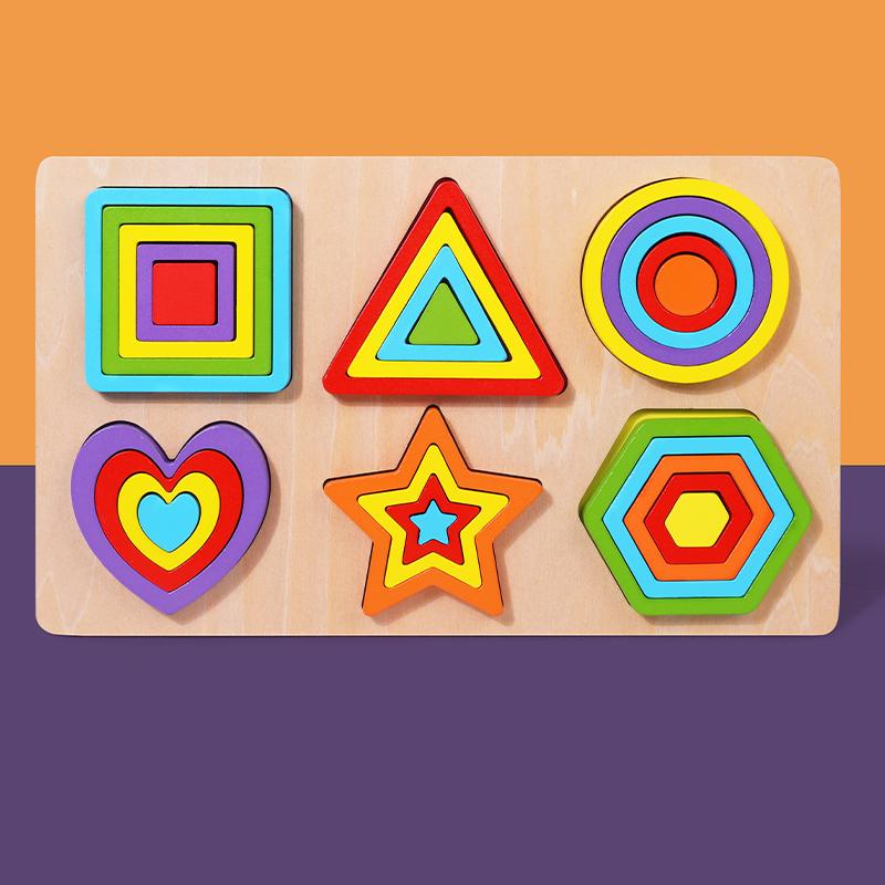 Деревянные геометрические фигуры, красочные головоломки Монтессори, познавательные 3D развивающие доски для малышей, игры по математической сортировке, детские игрушки
