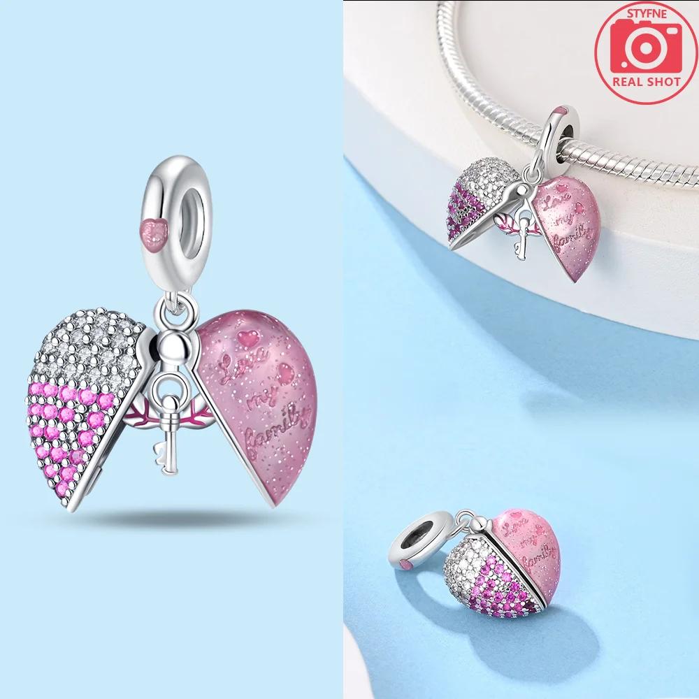 Розовый циркон Свитер с открытой передней частью для влюбленной пары Медные шармы Бусины Оригинальная посадка Браслет Женская нежность Сделай сам Подарок для девушки