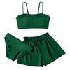 1Set Children's Solid Color Ruffled Two-piece Swimsuit Girls Three-piece Swimsuit Set