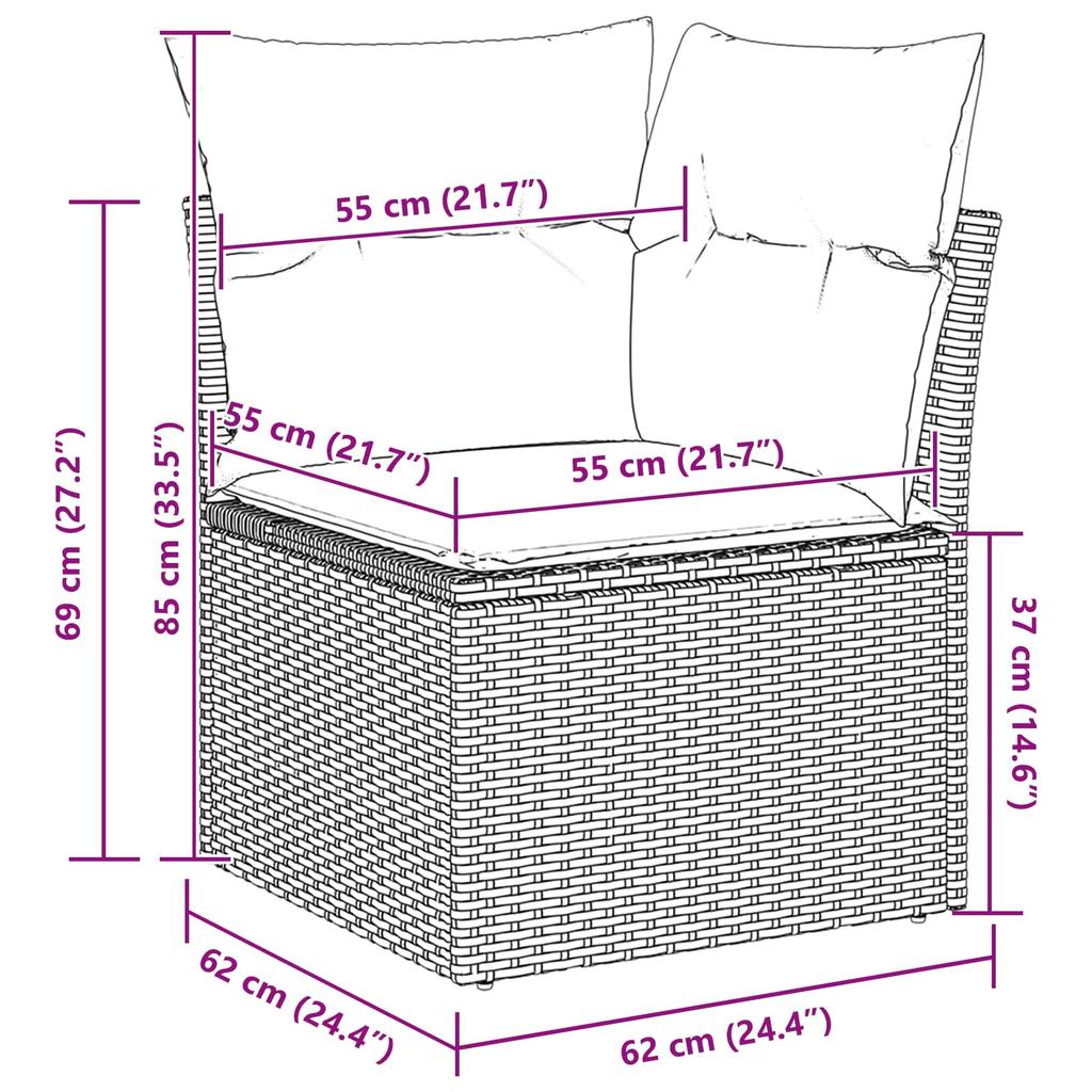 Garden Sofa Set with Storage 11 pcs Black Poly Rattan