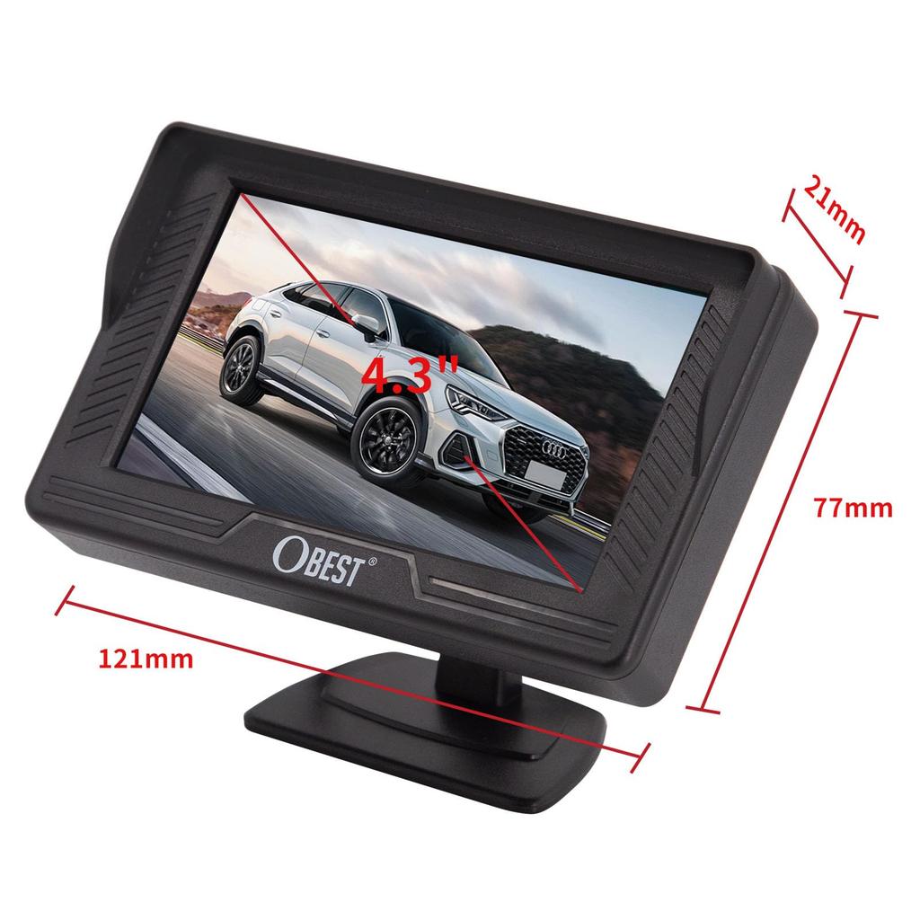 Задний монитор OBEST с 2 видеовходами 12 В, ЖК-монитор для приборной панели автомобиля Minion, 4,3-дюймовый задний монитор с возможностью переключения на 4,3-дюймовый монитор