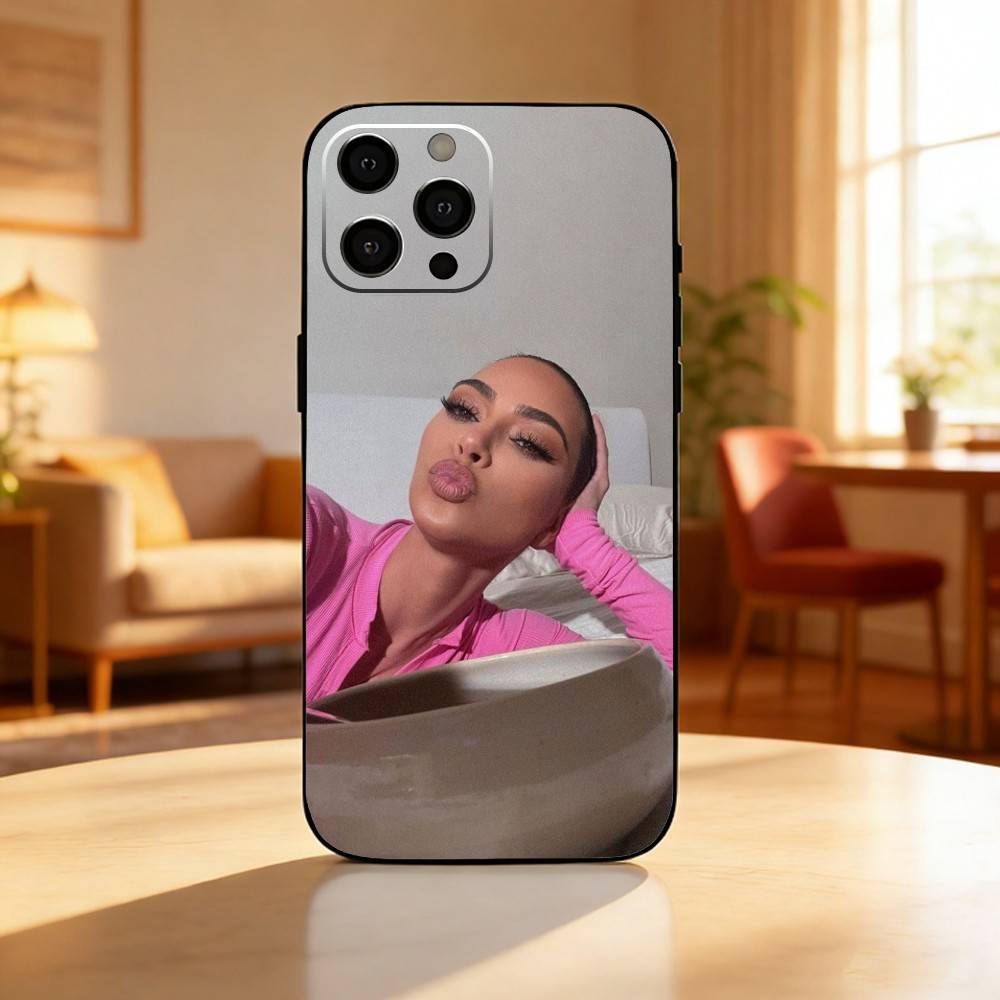 Чехол для телефона с мемами Ким Кардашьян для iPhone 17, 16, 15, 14, 13, 12 Plus, Max, Мягкий силиконовый, Черный