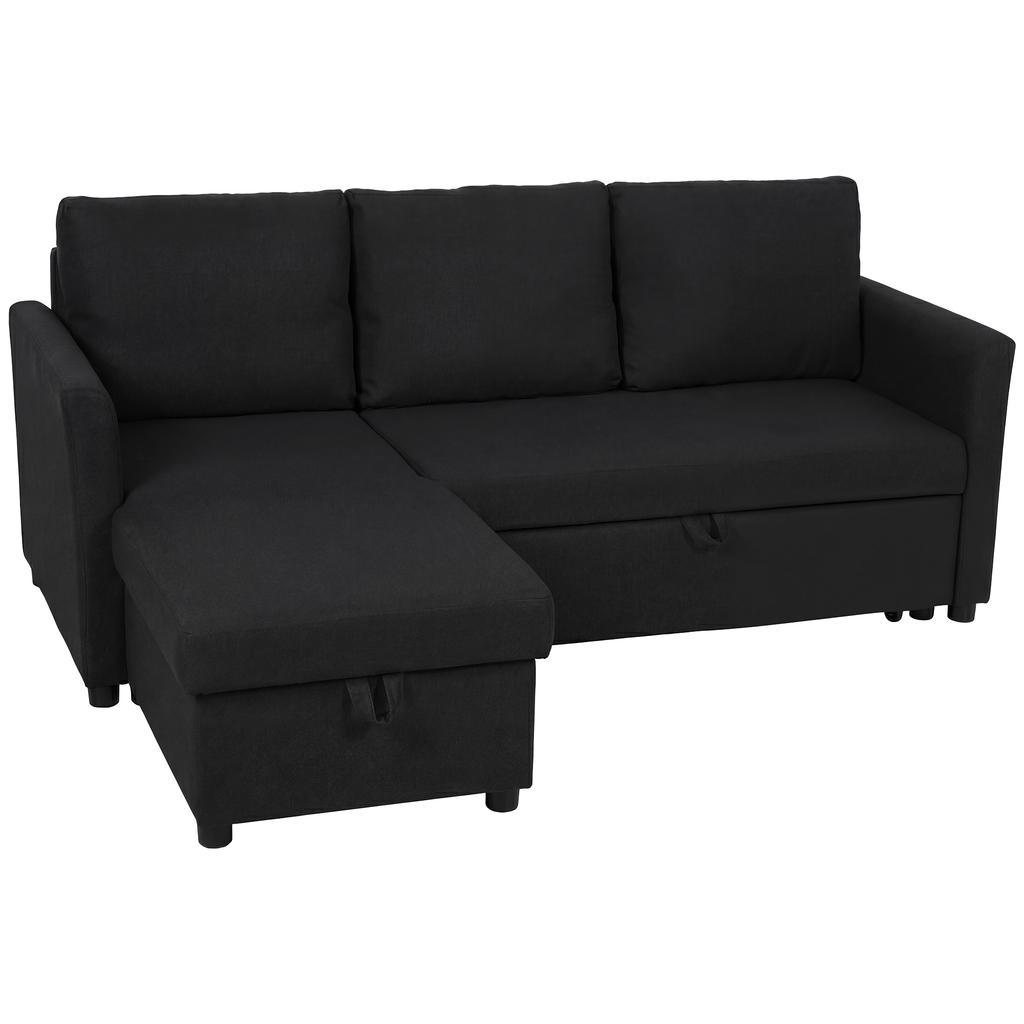 Convertible Corner Sofa, 3-Seater Sofa Bed 192 cm, Reversible Chaise Lounge, Anthracite Grey