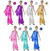 Girls Shiny Wide Leg Pants Playsuit Metallic Disco Party Romper Dress Jumpsuit Halloween Costume Flare Bell Bottom Sparkle Dance Leotards