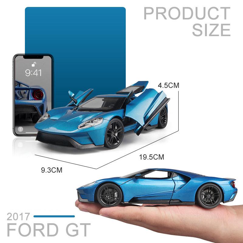 Welly 1/24 Ford GT 2017 Суперкар Модель автомобиля из сплава Литые игрушечные транспортные средства Моделирование Хобби Коллекционные игрушки для автомобилей Подарок на день рождения для детей