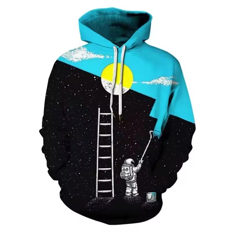 Men's Hoodie Cartoon Cat Print Y2k Sweatshirt Harajuku Hooded Shirt Pullover Casual Oversized Long Sleeve Top Men's Clothing