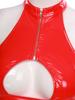 Pu Leather Women Maxi Dress Halter Neckline Strategic Chest Cutout Bodycon Gown Role Play Club Dress