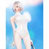 Купальник комплект цельная одежда цельная кожаная одежда модный тренд клей боди обтягивающее пальто с высокой вилкой 1/6 (белый)