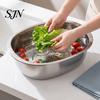 Non Slip Vegetable Washing Basin Stainless Steel Mixing Bowl, Deepened Egg Shape Large Basin, Capacity Smooth Multi Purpose Food Storage Bowl