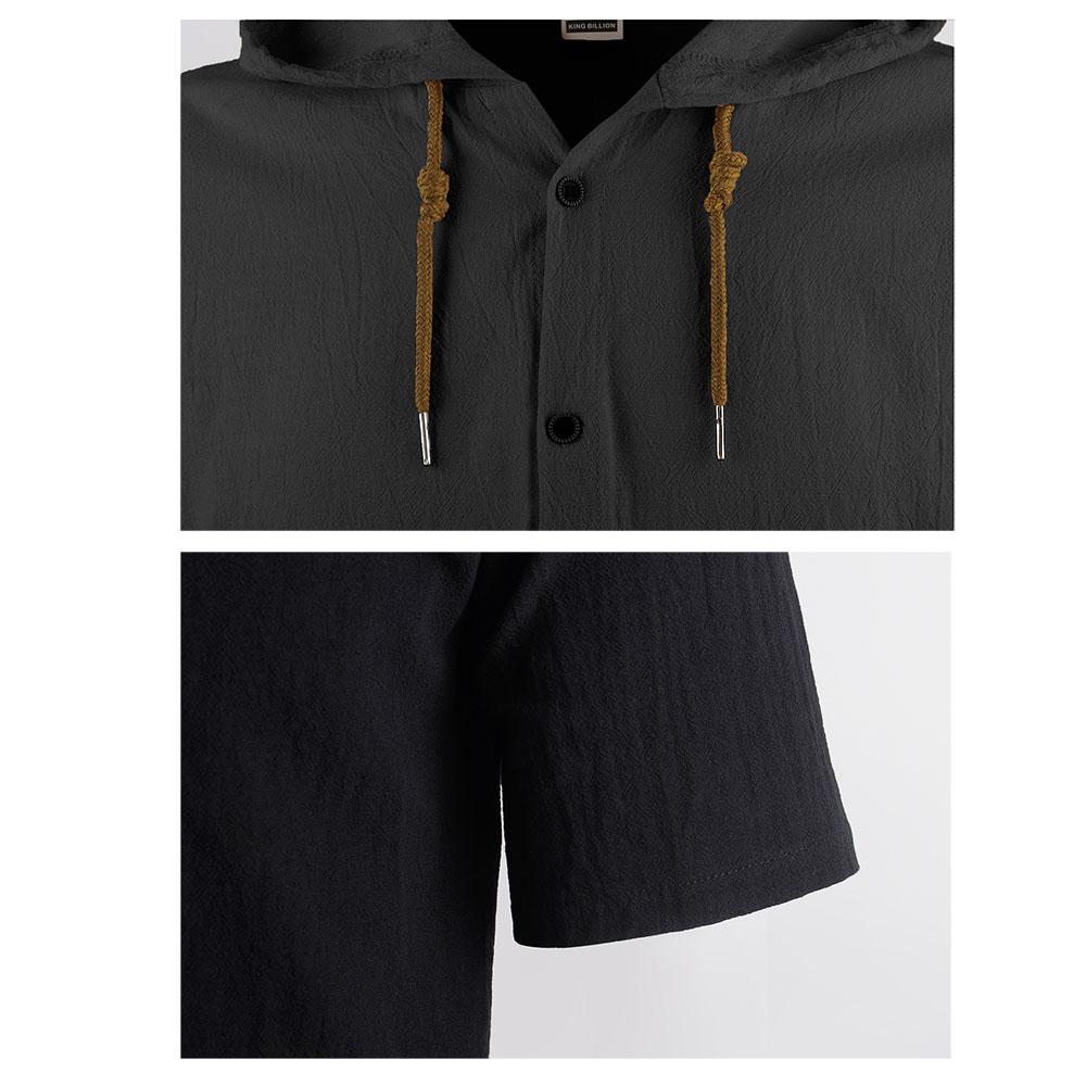 Мужская рубашка с капюшоном из хлопка и льна, дышащая, легкая, летняя, с коротким рукавом, однотонная, стильная, мужской повседневный топ