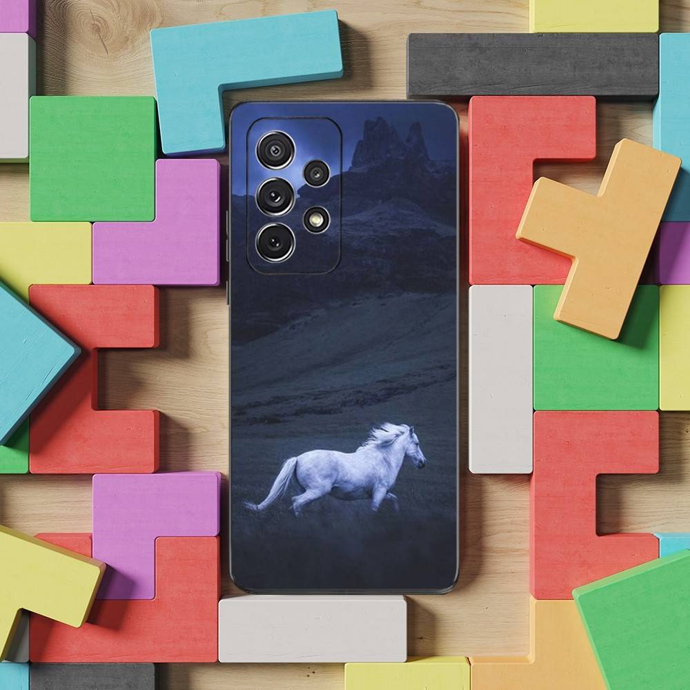 Galloping Horse Art Phone Case For Samsung S25,S24,S23,S22,S21,S20,S10,Ultra,Plus,Lite,FE,Soft Silicone Black Cover