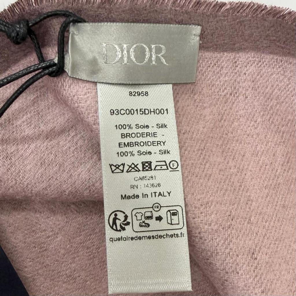 Pristine DIOR Stall CD logo embroidered fringe scarf Pink silk mens 93C0015DH001 Used