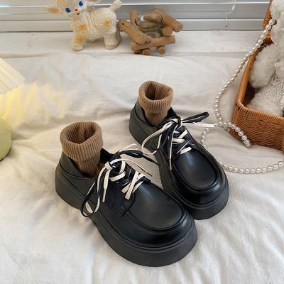 Платформенные туфли из маленькой кожи женский стиль одинарные туфли новая мода универсальные повседневные большая голова нишевый стиль женская обувь