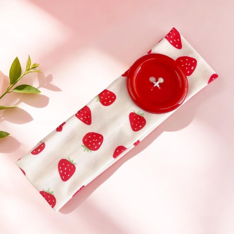 Retro Ins Style Cute Print Button Headband Fashion Women Y2K Sweet Cool Hair Accessories Cute Sweet Dating Hair Band